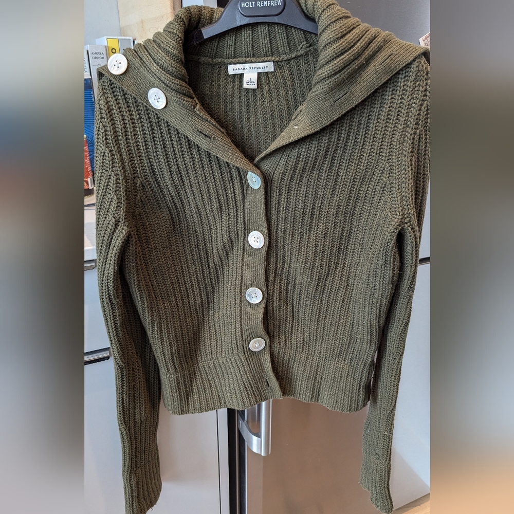 Y2K 2004 Banana Republic Green Cardigan